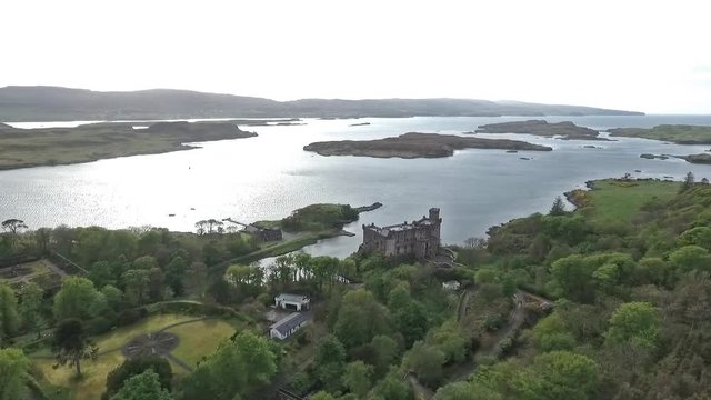 Aearial shot Landscape Loch Dunvegan Isle of Skye Scotland Great Britain