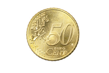Euro Münze 2004 Deutschland 50 Cent Vorderseite auf weißem Hintergrund