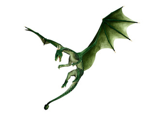 3D Rendering Fairy Tale Dragon on White