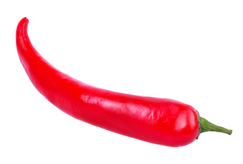 Fresh hot red chili pepper isolated on white background with clipping path