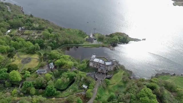 Aearial shot Landscape Loch Dunvegan Isle of Skye Scotland Great Britain