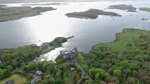 Aearial shot Landscape Loch Dunvegan Isle of Skye Scotland Great Britain