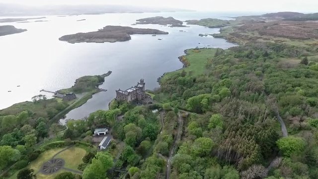 Aearial shot Landscape Loch Dunvegan Isle of Skye Scotland Great Britain