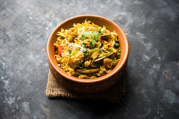 Masala Rice or masale bhat - is a spicy vegetable fried rice / biryani or Pulav usually made during wedding occassions in maharashtra, India