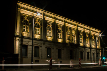 Fototapeta premium Beautiful house in the center of Belgrade at night. Serbia