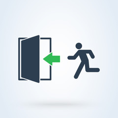 Emergency exit sign vector.  illustration symbol green  door