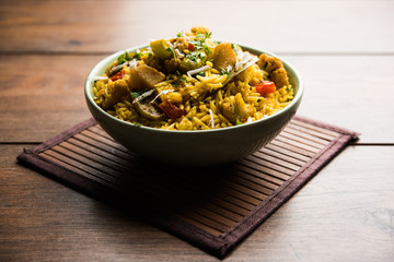 Masala Rice or masale bhat - is a spicy vegetable fried rice / biryani or Pulav usually made during wedding occassions in maharashtra, India