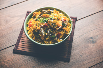 Masala Rice or masale bhat - is a spicy vegetable fried rice / biryani or Pulav usually made during wedding occassions in maharashtra, India