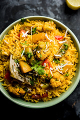 Masala Rice or masale bhat - is a spicy vegetable fried rice / biryani or Pulav usually made during wedding occassions in maharashtra, India