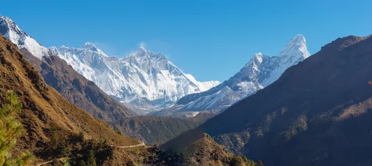 Fotobehang Lhotse Everest, Lhotse en Ama Dablam-toppen.