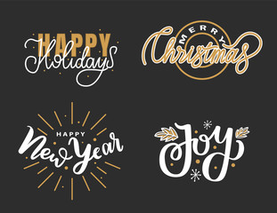Happy Holidays, Merry Christmas Joy Lettering Text
