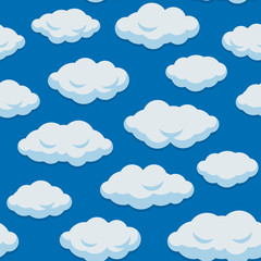 Obraz premium Seamless Cloud Pattern With Blue Sky Background. Vector