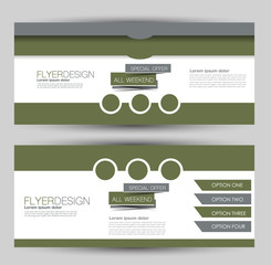 Flyer banner or web header template set. Vector illustration promotion design background. Green color.