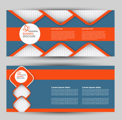 Flyer banner or web header template set. Vector illustration promotion design background. Blue and orange color.