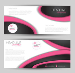 Banner for advertisement. Flyer design or web template set.. Vector illustration commercial promotion background. Black and pink color.