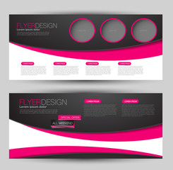 Banner for advertisement. Flyer design or web template set. Vector illustration commercial promotion background. Black and pink color.