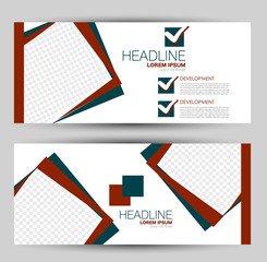 Banner for advertisement. Flyer design or web template set. Vector illustration commercial promotion background. Red and green color.
