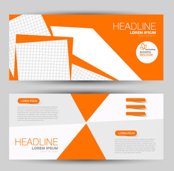 Banner for advertisement. Flyer design or web template set. Vector illustration commercial promotion background. Orange color.