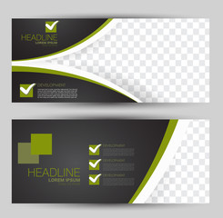 Banner for advertisement. Flyer design or web template set. Vector illustration commercial promotion background. Black and green color.