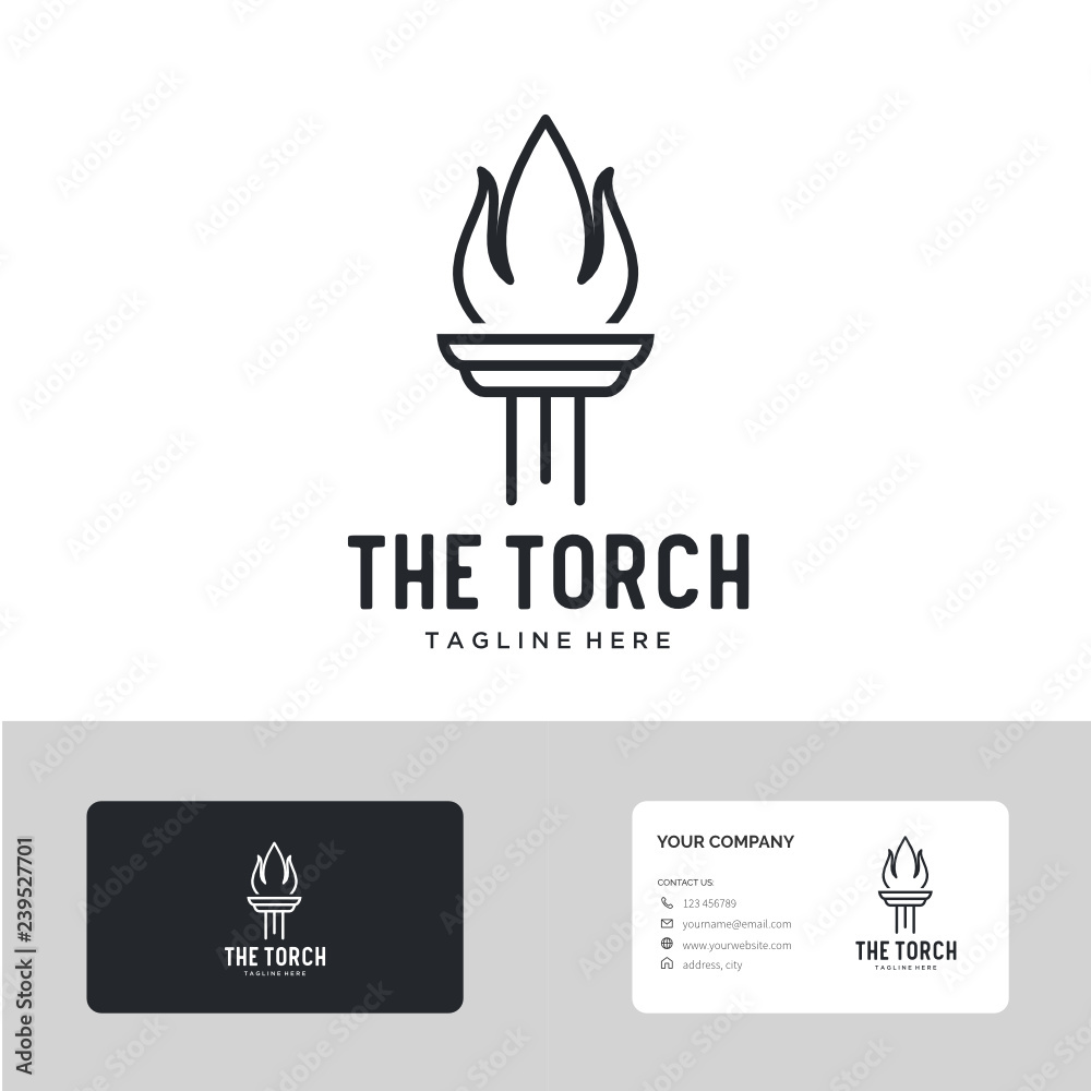 Aufkleber Initial T for Torch logo design with line art style - Vector