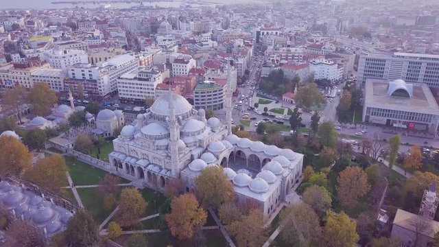 shehzade mosque closing fly drone shot 4k