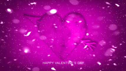 Colorful Arrow with Hearts for Happy Valentines Day . Love card . Wedding party flyer or printing, cards, etc.