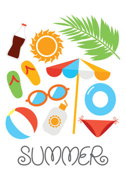 graphic accessories for beach, vector