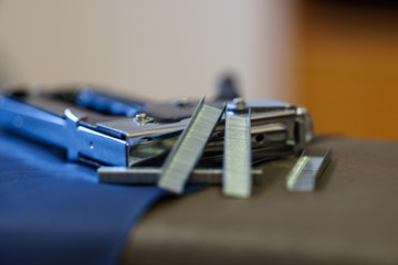 stapler during upholstery