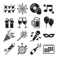 Party icons set. Vector illustrations.