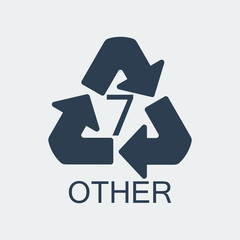 Plastic recycling symbol OTHER 7,Wrapping Plastic, Label. Vector Illustration