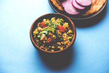 Paneer Bhurji, mildly spiced cottage cheese scramble and served with roti or laccha paratha, selective focus