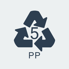 Plastic recycling symbol PP 5,Wrapping Plastic, Label. Vector Illustration