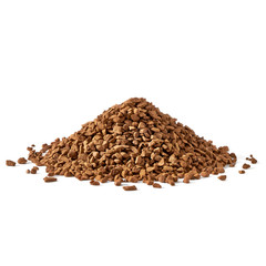 Instant granulated coffee pile or heap isolated on white background