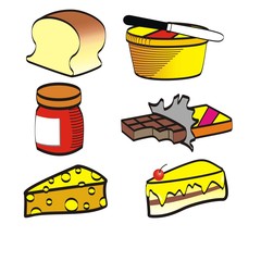 many foods for breakfast hand drawn style