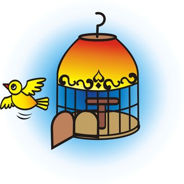 birds out of the cage vector illustration
