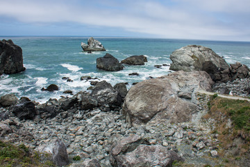 Fototapeta na wymiar View of the Pacific Ocean at Patrick's Point State Park near Trinidad, California