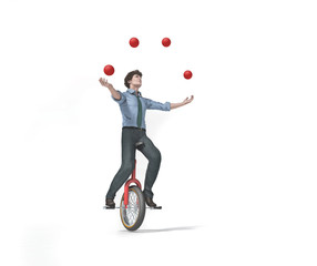 Juggler is balancing on bike. © Orlando Florin Rosu