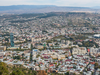 Fototapeta na wymiar Old town Tbilisi, Georgia. Panorama. Top view