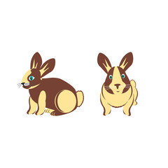 Cute rabbits in cartoon style. Vector illustration