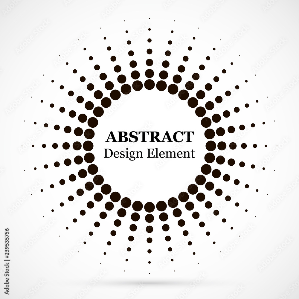 Wall mural halftone dotted background circularly distributed. halftone effect vector pattern. circle dots isola