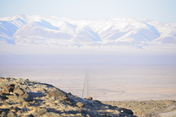 alpine road in kurai steppe at a height of 2000m