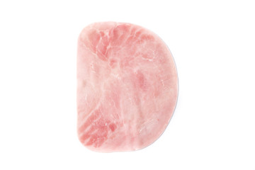 Ham slice isolated on white background. Top view

