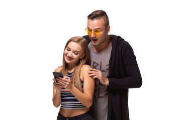 Secretly listening to conversation over phone or peeping social posts, messages. Couple...
