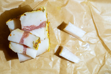 smoked bacon with layer of meat