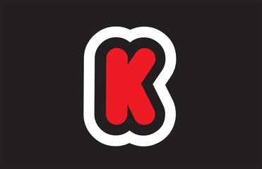 black white red alphabet letter k logo company icon design
