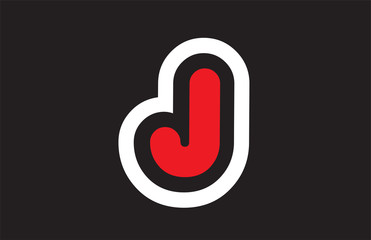 black white red alphabet letter j logo company icon design