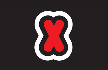 black white red alphabet letter x logo company icon design