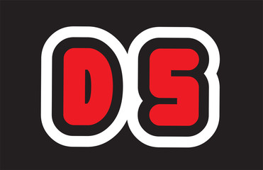 Fototapeta na wymiar black white red alphabet letter ds d s logo company icon design