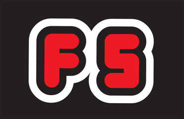 black white red alphabet letter fs f s logo  company icon design