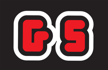 black white red alphabet letter gs g s logo  company icon design